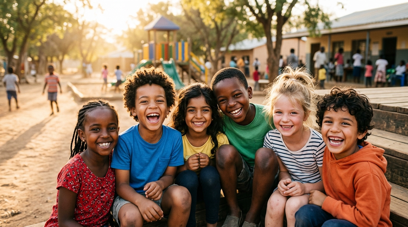 Children smiling at charity event